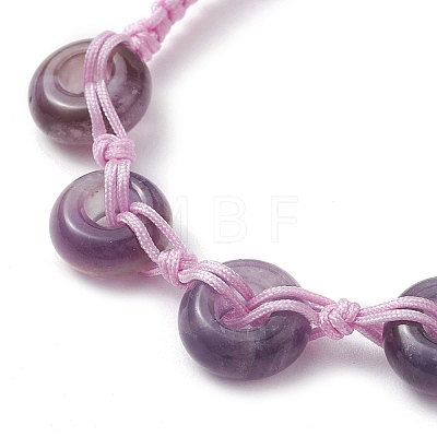 Natural Amethyst Rondelle Braided Bead Bracelets BJEW-TA00492-01-1