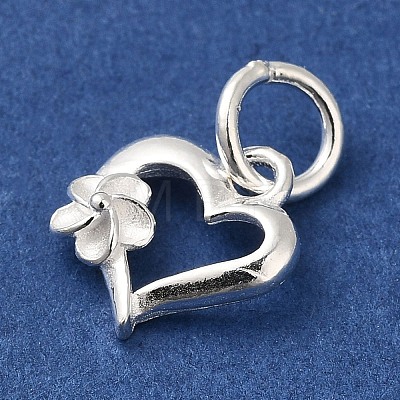 925 Sterling Silver Heart with Flower Charms STER-K180-10S-1