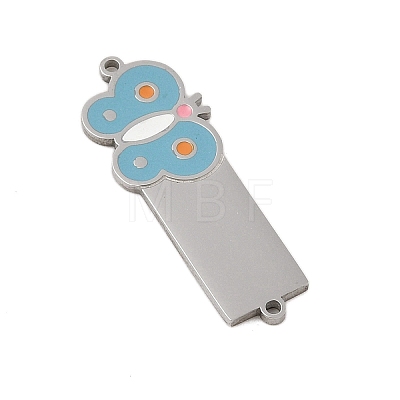 304 Stainless Steel Light Blue Enamel Connector Charms STAS-P377-16P-C-1