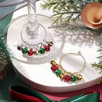 Christmas Brass Bell Wine Glass Charms AJEW-JO00257-1