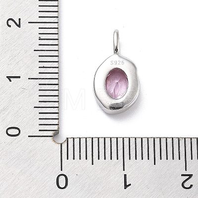 925 Sterling Silver Cubic Zirconia Oval Charms STER-S006-01S-J-1