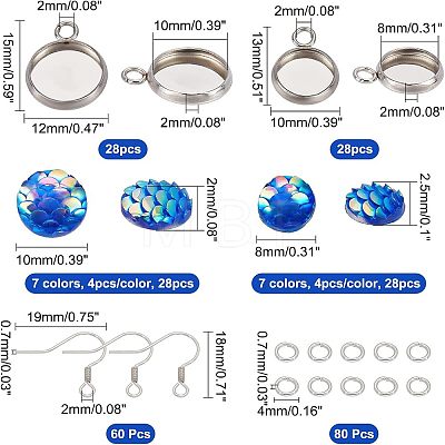 CHGCRAFT DIY Flat Round with Fish Scale Dangle Earring Making Kits DIY-CA0003-92-1