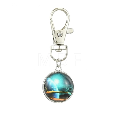 Galaxy Theme Luminous Glass Ball Pendant Decorations HJEW-JM02798-03-1