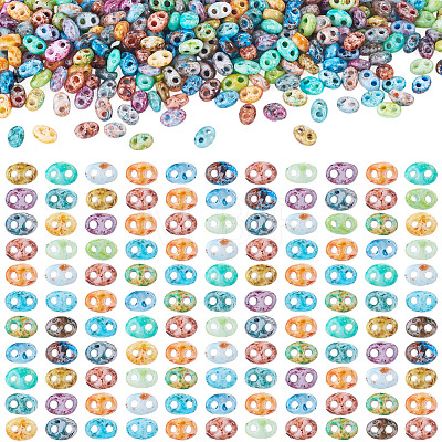 300Pcs Picasso Glass Seed Beads EGLA-TA0013-75-1