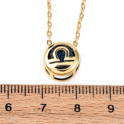Brass Pave Cubic Zirconia Birth Stone Constellation Pendant Cable Chain Necklaces NJEW-D334-01G-10-1