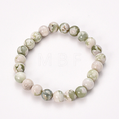 Natural Peace Jade Beaded Stretch Bracelets X-BJEW-Q692-29-12mm-1