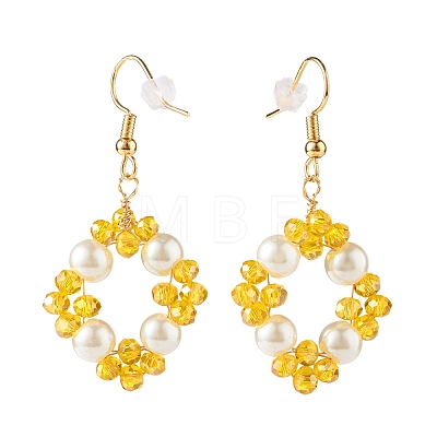Bling Glass Beads Braided Dangle Earrings EJEW-JE04741-1