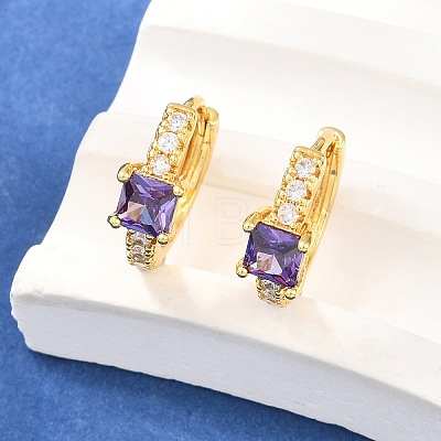 Brass Micro Pave Cubic Zirconia Hoop Earrings KK-Z166-12G-01-1