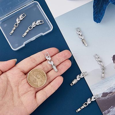 10Pcs Brass Clear Cubic Zirconia Watch Band Clasps ZIRC-FH0001-38P-1