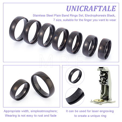 Unicraftale 21Pcs 7 Size 304 Stainless Steel Plain Band Rings Set RJEW-UN0002-86B-1