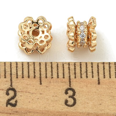 Rack Plating Brass Micro Pave Cubic Zirconia Beads KK-K386-03G-01-1