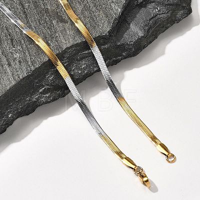 Stainless Steel Flat Snake Chain Necklaces for Men Women NJEW-G160-04GP-01-1