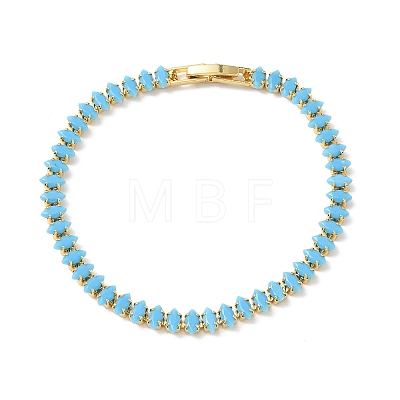 Synthetic Turquoise Tennis Bracelets KK-CBA964F-01G-01-1