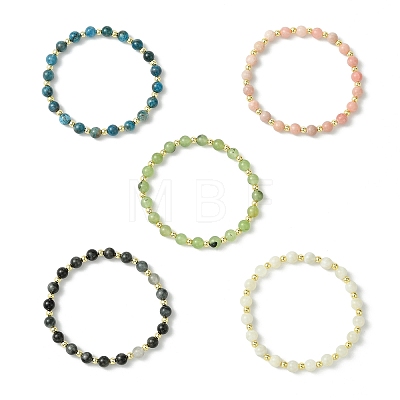 Natural Gemstone & Synthetic Hematite Non-magnetic Beaded Stretch Bracelets for Women BJEW-JB13940-1