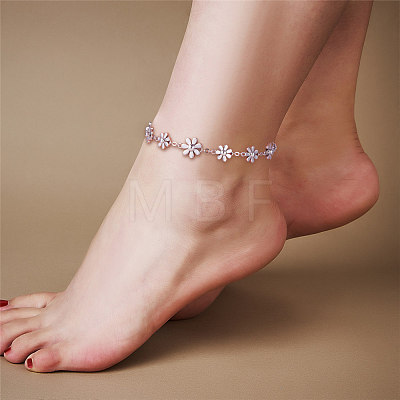 Rhodium Plated 925 Sterling Silver Anklets JA17B--Silver-1