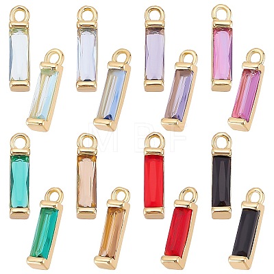 16Pcs 8 Colors Rack Plating Brass Inlaid Cubic Zirconia Charms ZIRC-DC0001-01-1