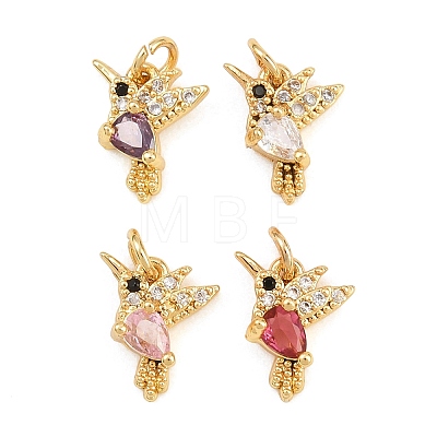 Brass Micro Pave Cubic Zirconia Charms KK-Q085-06G-1
