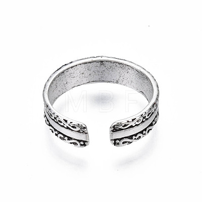 Cross Alloy Open Cuff Ring for Women RJEW-T009-25AS-1