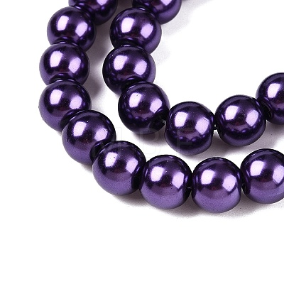 Baking Painted Pearlized Glass Pearl Round Bead Strands HY-Q330-8mm-20-1