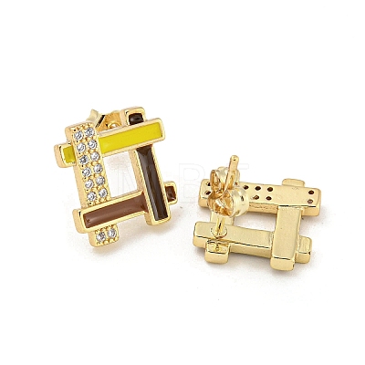 Hollow Rhombus Real 18K Gold Plated Brass Stud Earrings EJEW-L269-102G-03-1