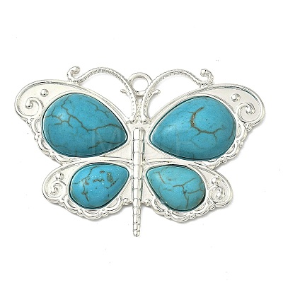 304 Stainless Steel with Dyed Synthetic Turquoise Pendants STAS-G374-05S-11-1