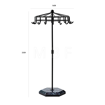 Rotatable Iron Necklaces Display Stands with Hexagon Base PW-WG11652-02-1