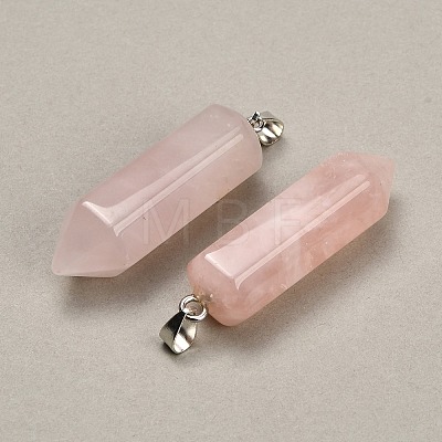 Natural Rose Quartz Pendants GG-CBAA0EE-02P-19-1