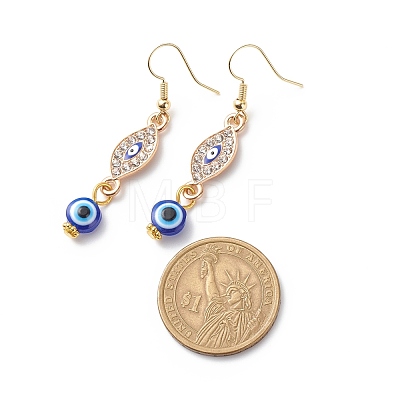 Crystal Rhinestone Dangle Earrings with Enamel Evil Eye EJEW-JE05012-05-1
