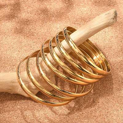 Fashion 201 Stainless Steel Bangle Sets BJEW-L664-024B-G-1-1