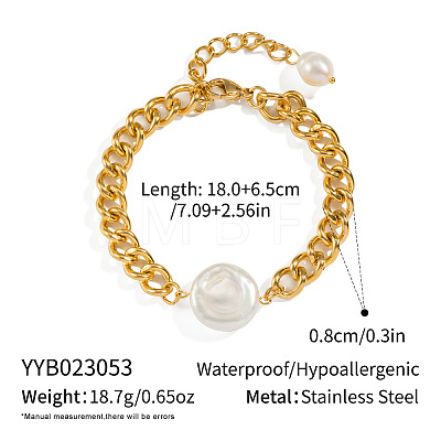 Elegant Flat Round Elegant Baroque Pearl Bead Link Bracelets SX2805-2-1