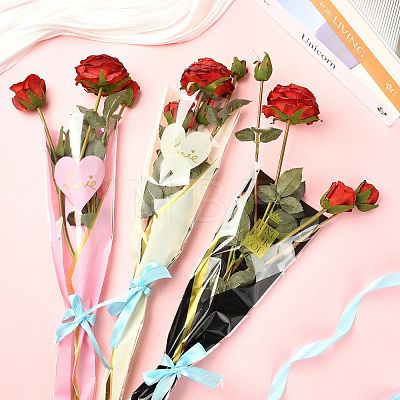 Love Print Transparent PE Cone Flower Sleeves ABAG-FZC0002-001B-1