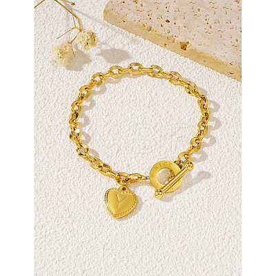 304 Stainless Steel Heart with Letter Charm Bracelets WG6E905-01-1