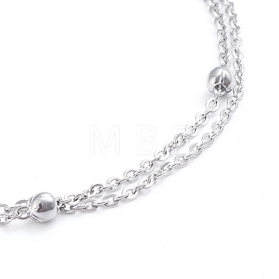 304 Stainless Steel 2-strand Cable Chain Bracelets BJEW-L673-015-P-1