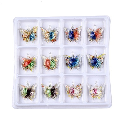 12Pcs Transparent Handmade Lampwork Pendants LAMP-R106-M1-01-B-1