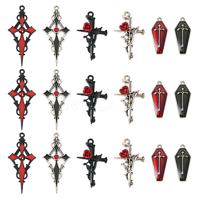 24Pcs 6 Styles Alloy Enamel Pendants ENAM-TA0001-56-1