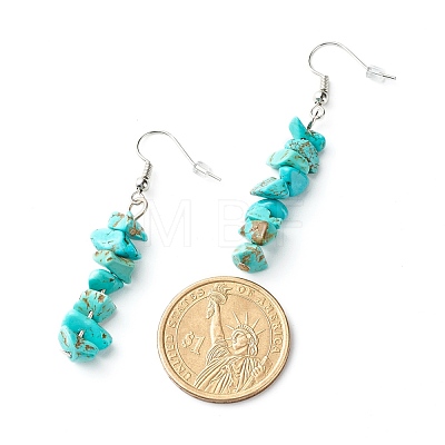 Synthetic Turquoise Chip Beads Dangle Earrings EJEW-JE04649-09-1