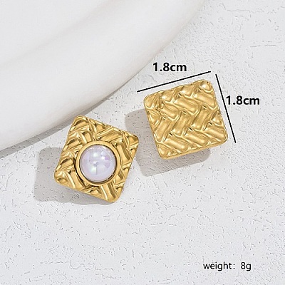 Rhombus 304 Stainless Steel Stud Earrings VU3141-1-1