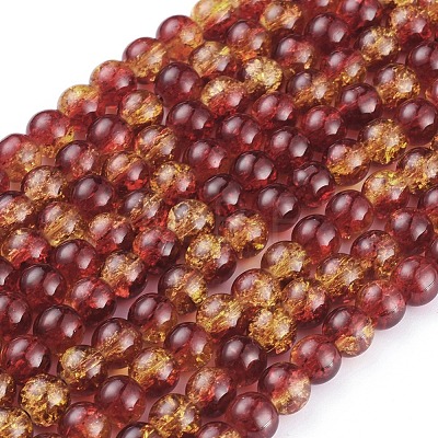 1Strand Two Tone Transparent Crackle Glass Round Beads Strands X-CCG-Q002-8mm-10-1