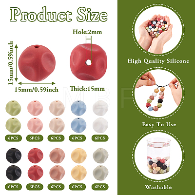  60Pcs 10 Colors Cube Food Grade Eco-Friendly Silicone Beads SIL-TA0001-54A-1