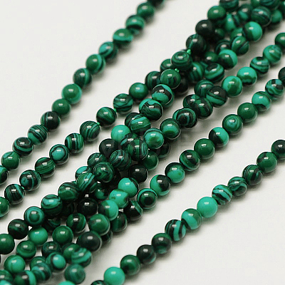 Imported Synthetic Malachite Round Beads Strands G-A130-2mm-J01-1