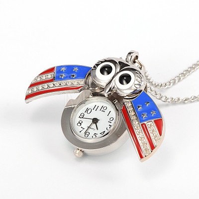 Owl Alloy Quartz Pocket Watches WACH-N039-17P-1