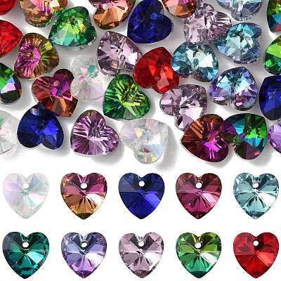 40Pcs 10 Colors Faceted Glass Charms GLAA-FS0002-68-1