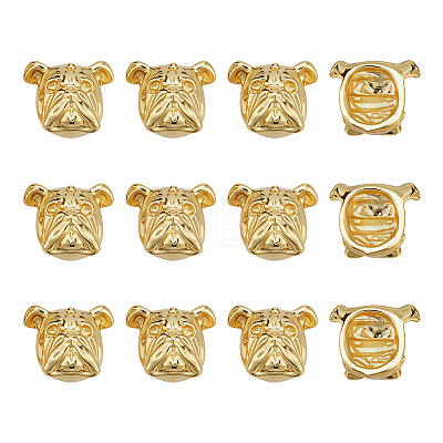 12Pcs Alloy Puppy Beads FIND-OC0014-14G-1
