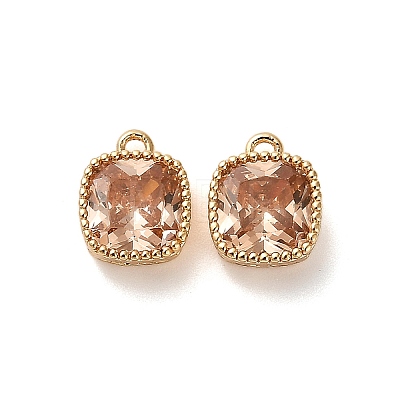 Brass Micro Pave Clear Cubic Zirconia Charms KK-B110-01G-06-1