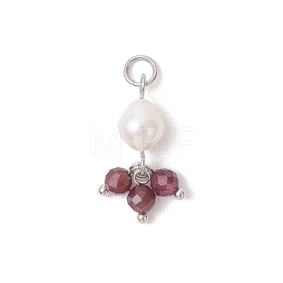Natural Gemstone & Cultured Freshwater Pearl Pendants PALLOY-JF05142-02-1