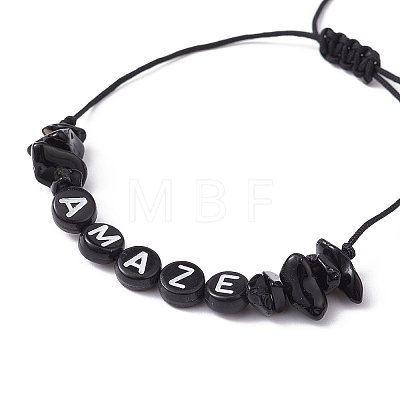 Natural Obsidian Chip Braided Bead Bracelets BJEW-JB09608-06-1