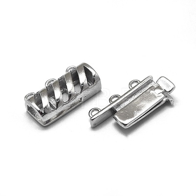 Rhodium Plated 925 Sterling Silver Box Clasps STER-L057-017P-1
