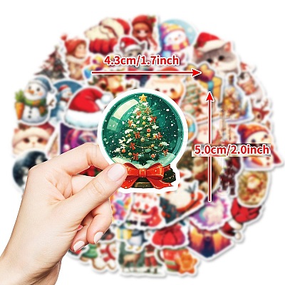 50Pcs Christmas Animal Paper Stickers PW-WG4EDBF-01-1