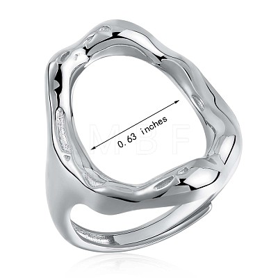 Rhodium Plated 925 Sterling Silver Oval Adjustable Ring JR878A-1