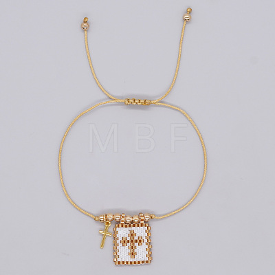 Bohemian Style Glass Seed Bead & 304 Stainless Steel Charm Bracelets BY1855-1-1